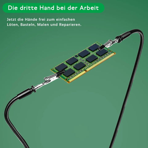 2 Pack Magnetic Soldering Helping Hands Third Hand Tools holding circuit board with flexible gooseneck arms on green background