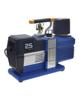 Heavy Duty Two Stage Vacuum Pump With Automatic Refill Kit, 15 Cfm 3/4 Hp Double Vane generating powerful suction in blue design.