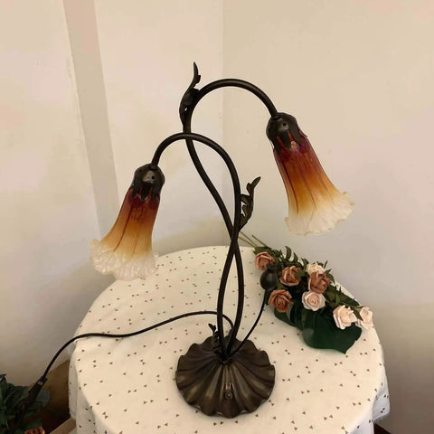 Lily Flower Blown Glass Accent Table Lamp In Orange 15 Inch Wide 22 Inch High Cozy Two Light With Separate On Off 4 Way Rotary