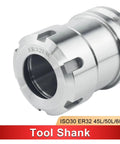 High Precision ISO30 Balanced Collet Chuck For CNC Lathe Milling Machines Dynamic Vibration Control Anti Rust beefed up tool holder close-up view.
