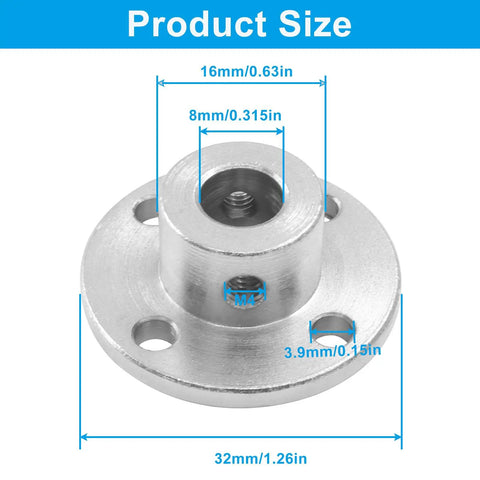 Rigid 8mm Flange Coupling Connector Set for DIY RC Model Motors and Shaft Axis size diagram