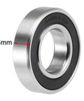 Side view of 12x24x6 mm deep groove ball bearing with double RS seals in stainless steel