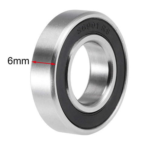 S6901-2RS Deep Groove Ball Bearing 12mm x 24mm x 6mm Double Sealed 440C Stainless Steel, High Precision ABEC 1, side view