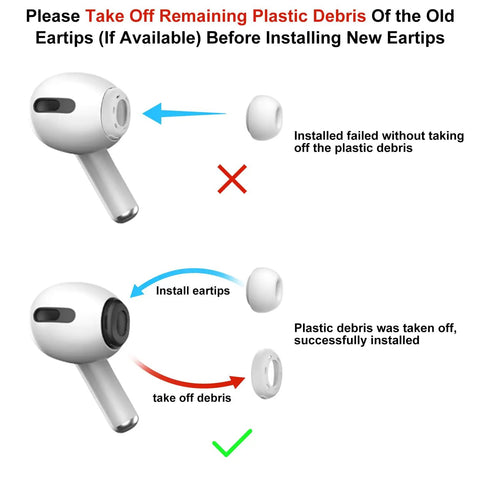 Top Notch Replacement Ear Tips For Apple Airpods Pro 1St And 2Nd Generation illustration showing proper installation steps.