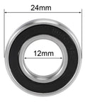 Front view of S6901-2RS Deep Groove Ball Bearing 12mm x 24mm x 6mm Double Sealed 440C Stainless Steel, ideal for machinery and DIY projects.
