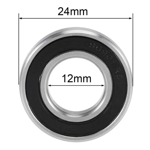 Front view of S6901-2RS Deep Groove Ball Bearing 12mm x 24mm x 6mm Double Sealed 440C Stainless Steel, ideal for machinery and DIY projects.