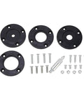 Solid Build Aluminum Router Table Insert Plate With Dual Inch And Centimeter Markings Universal Fit hardware set with black rings and screws.