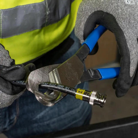 One-Hand Coaxial Cable Cutter For 1 Inch Aluminum And Copper Made In USA Beefy Heavy Duty Tool With Heat Treated Steel Blades