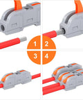 60 Piece Wire Connector Kit For 28-12 AWG Wire Inline Lever Push In Quick Connectors 1 To 1 Splice Nuts Reusable