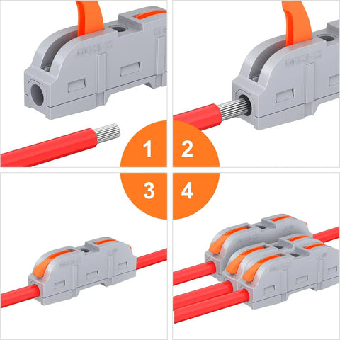 60 Piece Wire Connector Kit For 28-12 AWG Wire Inline Lever Push In Quick Connectors 1 To 1 Splice Nuts Reusable