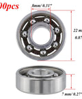 100 Pack 608 Steel Ball Bearings 8X22X7mm Open Deep Groove, showing size dimensions and chrome steel material.