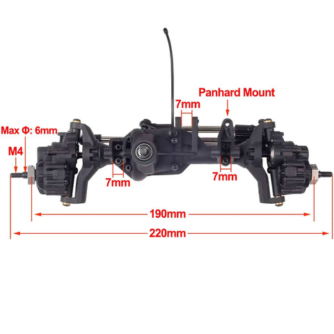 Front And Rear Nylon Portal Axle Kit With Differential Lock For 1 To 10 RC Crawlers Fits TRX-4 Defender Bronco TRX4 Chassis MOA Competition Crawler Upgrade Durable Carbon Fiber Lock Ring And Aluminum Hubs