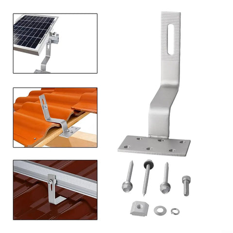 Rock Solid 304 Stainless Steel Solar Panel Roof Hooks For Tile Roofs With Built Tough Mounting Brackets and Self Tapping Screws 3 Pack