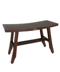 Teak Shower Bench 28 Inch Waterproof Wooden Seat For Inside Shower Spa Quality Shower Chair Curved Seat With Non Slip Feet And Leveling Pads Ideal For Seniors And Bath Safety In Wet Environments.
