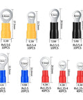200 Pcs Mixed Quick Disconnect Ring Terminals Kit For Automotive And Home Wiring Insulated O Ring Crimp Connectors sizes
