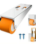 Beyond Tough Vertical Track Rollers For Sliding Doors, featuring alloy steel body with orange rubber wheel and screws.