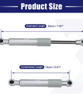Heavy Duty Gas Struts 2 Pack 8 Inch 55 Lb Lift Supports Silver Tone dimensions shown with extended and compressed lengths.
