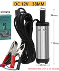12V DC Submersible Transfer Pump For Fuel Water And Diesel Built Tough For Campground Grind features stainless steel and cable clips.