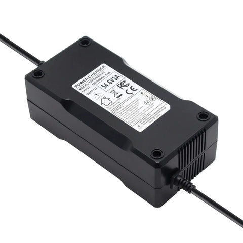 54.6V 3A To 48V 3A AC Adapter Charger With 3 Hole Plug Supply Cord, 144W Output, 100-240V Input, Replacement For 48V Li Ion Battery Up To 20Ah, Featuring Short Circuit Protection, Over Current Protection, And Over Voltage Protection