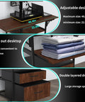 Mobile Heat Press Table With Pull Out Tray And Drawers, Heavy Duty 4 Tier Foldable Cart On Wheels showing dimensions and features