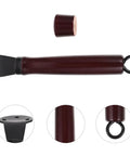 Easy Swap Wooden Pot Lid Knob Kit Fits Saucers And Saucepans Universal Replacement Handle Fixing Screws Secure Grip Quick Install Upgrade Your Cookware wooden replacement handle with black metal base and screw ring