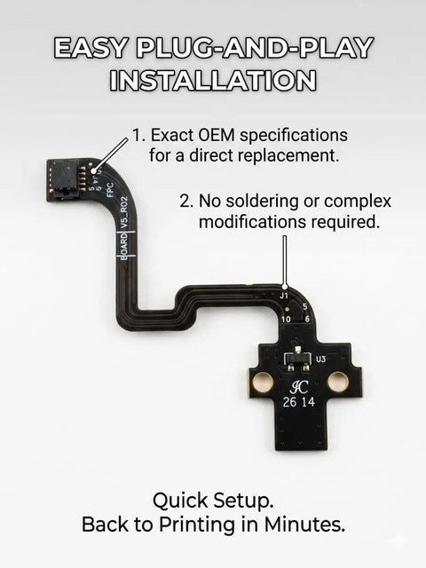 Extruder Hall Switch Sensor Flex Ribbon Cable With Three Pneumatic Connectors for easy installation in P1S and P1P 3D printers.