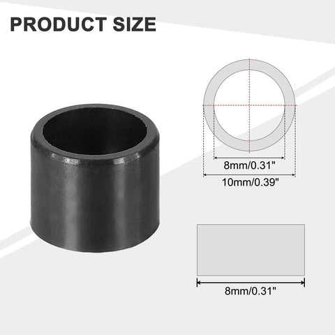 Premium 8 Pack Pom Plastic Sleeve Bearings And Oilless Bushings, showing size dimensions of 8mm ID and 10mm, black POM material.