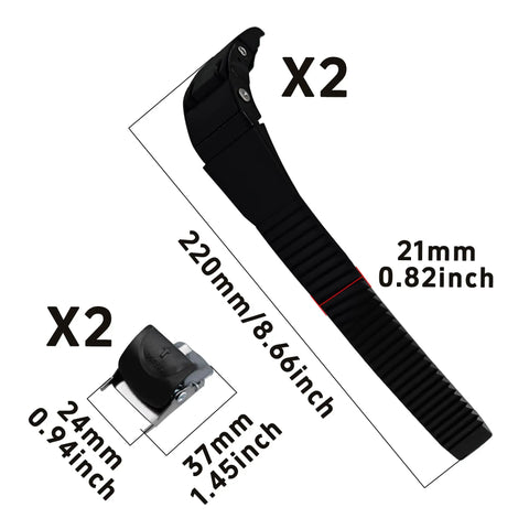 2 Pack Adjustable Inline Skate Strap Replacement With Screws And Nuts Energy Straps For Roller Skates Universal Fit Black Buckles