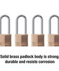 Four Tough Brass Padlocks With Solid Brass Body And Hardened Steel Shackle One And Five Sixteenths Inch Wide Keyed Alike