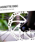 Heavy Duty Mechanical Disc Brake Kit With Front And Rear Rotors And Thick Pads For Mountain Bike close-up of cassette disc mounted on hub.