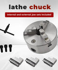 6 Inch Lathe Chuck 160mm CNC 3-Jaw Self-Centering Lathe Chuck With Internal And External Jaw Sets, Cast Iron Body And Semi-Steel Build