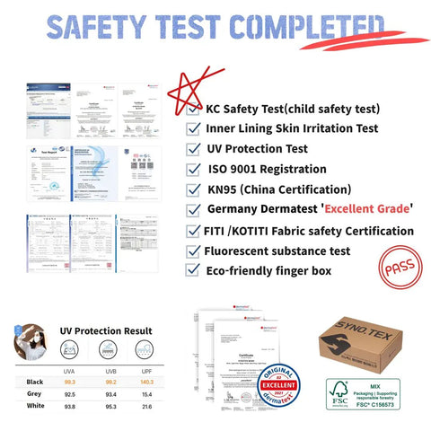 Safety tests and certifications for Made In Korea 50 Pack Face Masks With 5 Layer Filtration, Over 94 Percent Filter Efficiency, Medium White Dust Mask, Individually Packed, FDA Registered, Comfy Fit For Everyday Use displayed as completed.