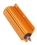 Beefy 200W 8 Ohm Aluminum Housed High Power Resistor for Industrial Equipment Power Supply and Top Tier Audio Systems Rugged Professional Grade Electrical Component, orange finned body with mounting holes