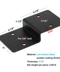 Heavy Duty 4 Pack Pergola Brackets Black Z Deck Joist Ties For 2x6 Cross Joists And 6x6 Posts 6 Gauge Steel Powder Coated Anti Rust Pre Drilled Holes For 3/8 Inch Bolts Bolts Not Included, showing dimensions and bolt holes.