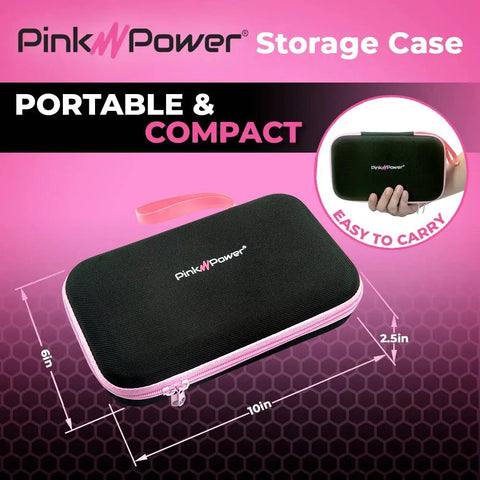 Pink Power Electric Fabric Scissors Box Cutter For Crafts Sewing Cardboard Carpet Scrapbooking Heavy Duty Professional Cordless Cutting Tool With Lithium Battery Charging Station And Storage Case Best Snip black storage case measuring 10x6x2.5 inches with pink zipper and handle
