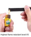 Testing flame resistance of 100 Ft 1/2 Inch PET Expandable Braided Cable Sleeve Black for high temp use