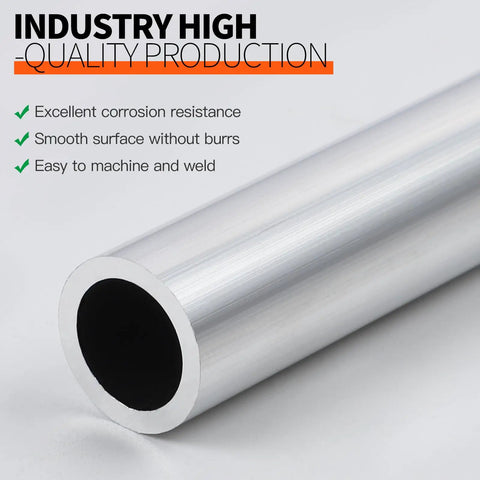 Close-up of 6061 Aluminum Tubing 1-1/2 Inch Outer Diameter 1-1/4 Inch Inner Diameter 13 Inch Length Seamless Round Tube 3mm Wall