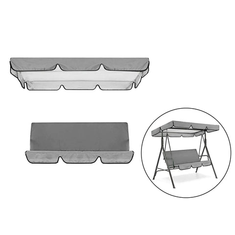 Patio Swing Canopy Replacement For 3 Seater Outdoor Swing Chair Dope Waterproof Dustproof Fabric Easy Install Gray Set