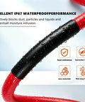 Dope Heat Shrink Tube Set With 150 Pieces And 8 Sizes For Snazzy DIY Wrapping, 3:1 Ratio Adhesive Lining Cable Sleeves Perfect For Everyday Repairs And Cool Projects In Sleek Black. Black heat shrink tube on red cable, waterproof IP67 wire protection