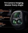 Close-up of 28mm, 70mm, and 168mm lenses on Mavic 4 Pro 512GB Creator Bundle For Creators With 2 Year Warranty RC Pro 2 Drone.
