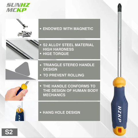 Magnetic 66-Piece Screwdriver Set With S2 Alloy Tool Steel Bits, featuring ergonomic handle and magnetic end.