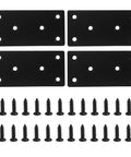 4 Pack Black Stainless Steel Mending Plates For Wood, 4 X 2 Inch Flat Brace Brackets With Screws and Heavy Duty Corner Braces
