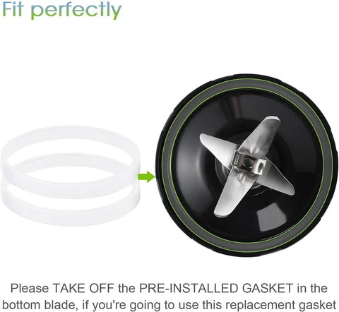 7 Fin Blender Blade Replacement Compatible With Auto IQ Blenders shown with gaskets, fits models BL450-30, BL482-30, BL682-30