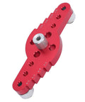 Premium Aluminum Self Centering Dowel Jig Kit Featuring Stainless Guiding Rings angled view showing precise alignment holes.
