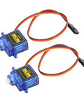 Two SG90 servos with wires for RC projects, designed for A2212 1000KV Brushless Motor With 40A Electronic Speed Controller And 1060 Propeller Plug And Play Flight Bundle For Rc Planes.