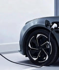Level 2 EV Charger 40 Amp Fast Home Charging With Battery Health And Battery Life Monitoring connected to car in garage