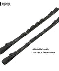 Car Roof Fishing Rod Carrier Rack Holds Up To Five Poles, Adjustable 31.5 To 59 Inches, No Drill Mount, shown in black straps.