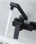 LZPHGB Black Wall Mounted Kitchen Faucet Foldable Dual Mode 360° Rotation Kitchen Sink Tap,Black with water flowing.