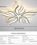 Modern Flower Shaped Dimmable Led Ceiling Light Fixture With Remote Control Acrylic Flush Mount 29.5in White