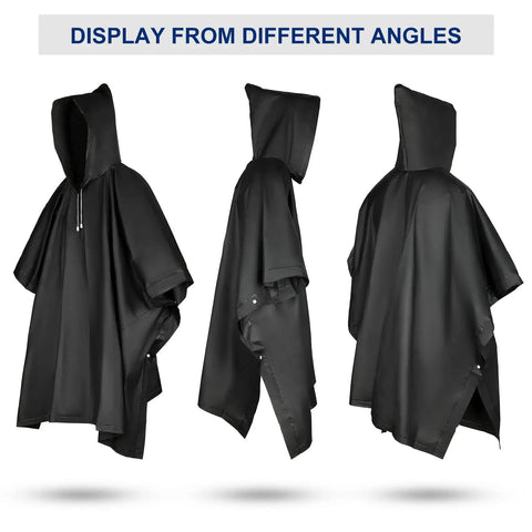10 Pack Adult Rain Ponchos With Drawstring Hood Waterproof Thickened Rain Coats For Men And Women Reusable Black EVA Material